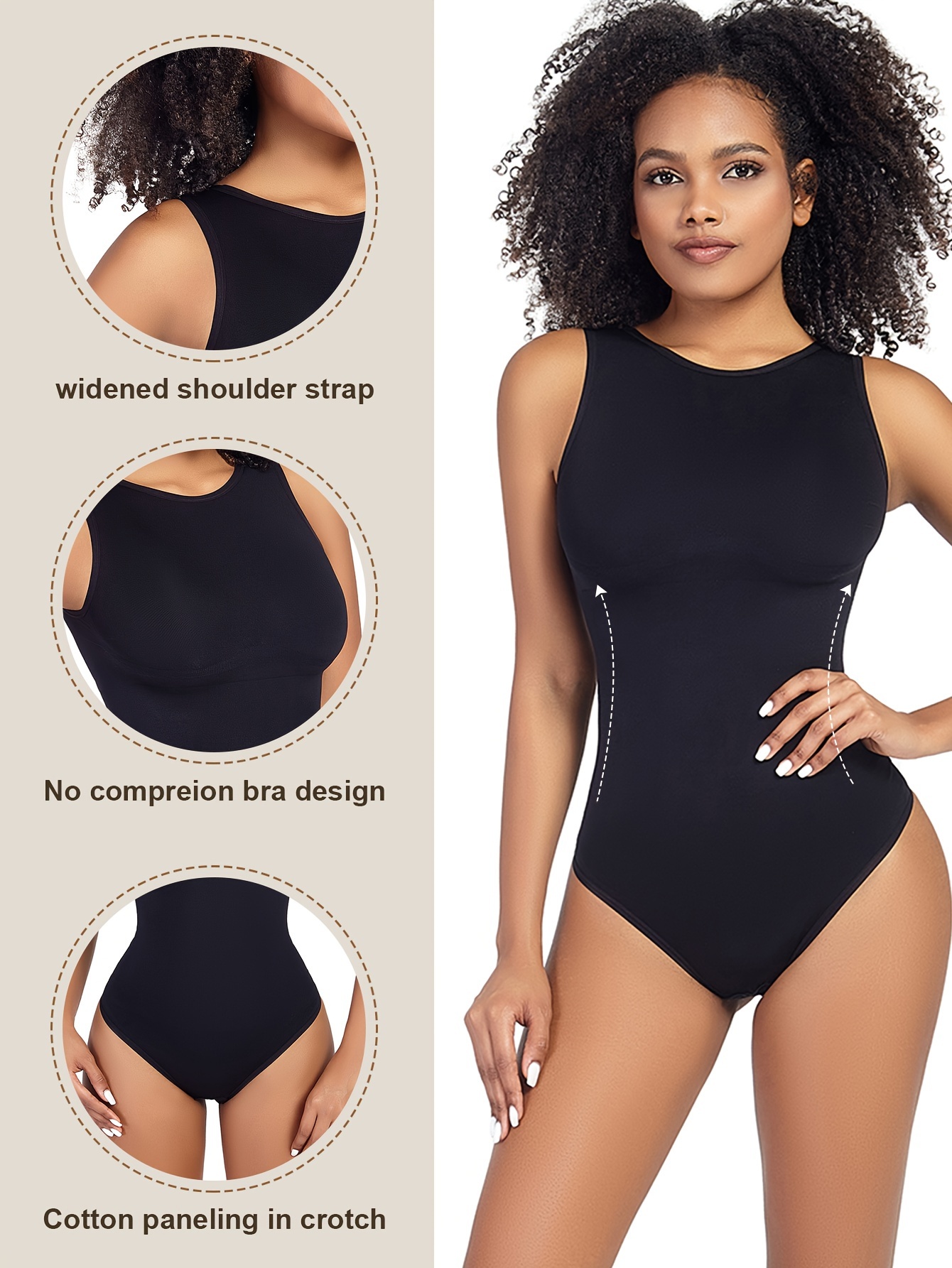 V Neck Shaping Bodysuit, Simple & Soft Tummy Control Slimmer Body Shaper,  Women's Underwear & Shapewear