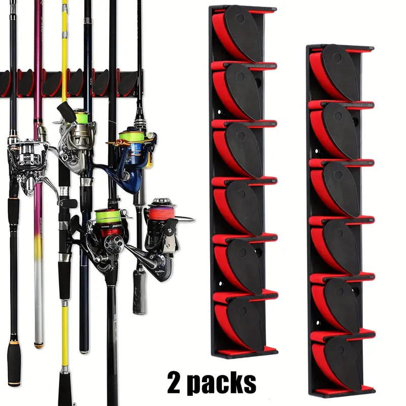 1/2 Packs Vertical * Wall Mounted Fishing Rod Racks For Garage, Hold Up To  6 Rods
