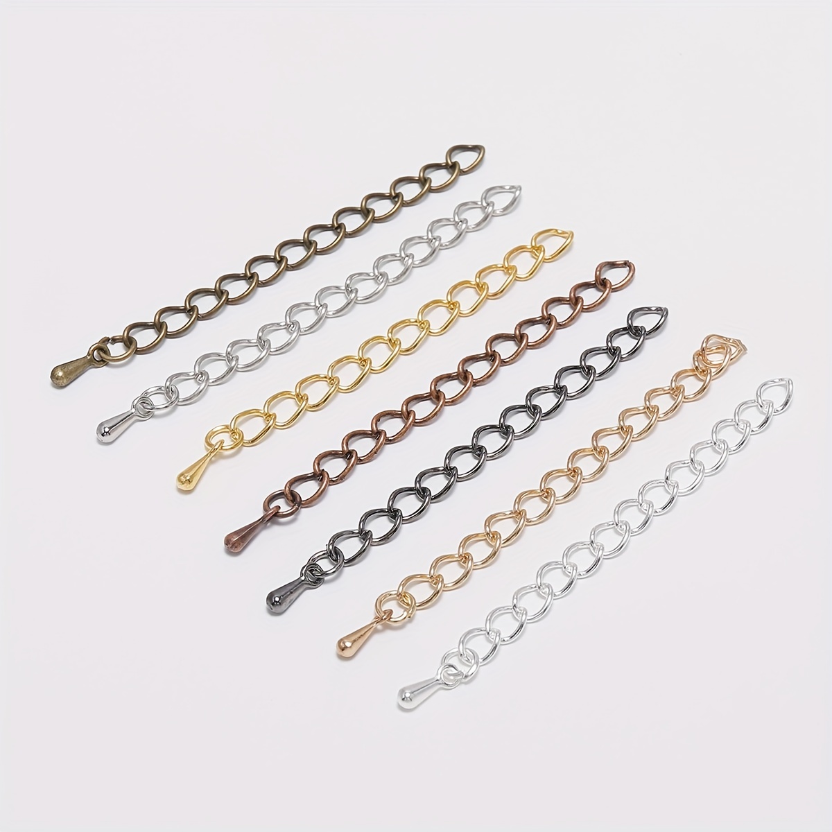  8pcs Copper Plated Chain Extender Necklace Extenders