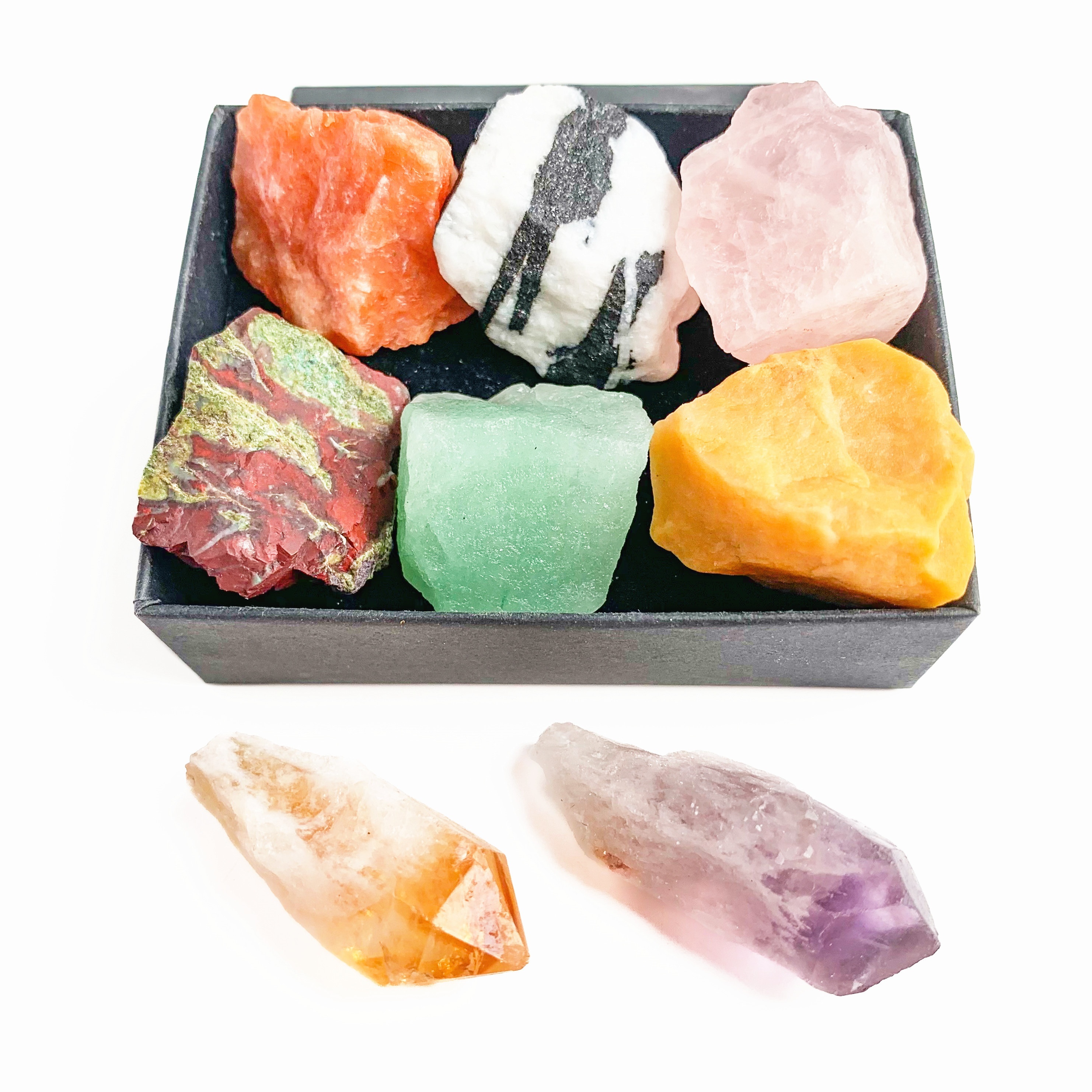 Natural Large Size Crystals And Gemstone Collection Box, Chakra