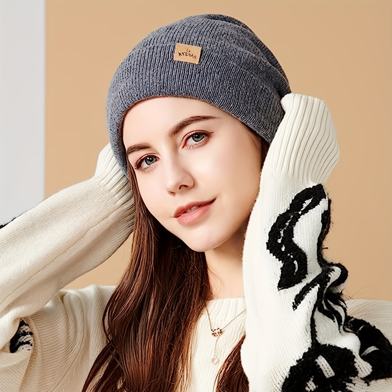 BEANIE WOOL HAT WITH DOUBLE POM POM, WOMEN \ HATS AND SCARFS \ WOOL BEANIE  HATS