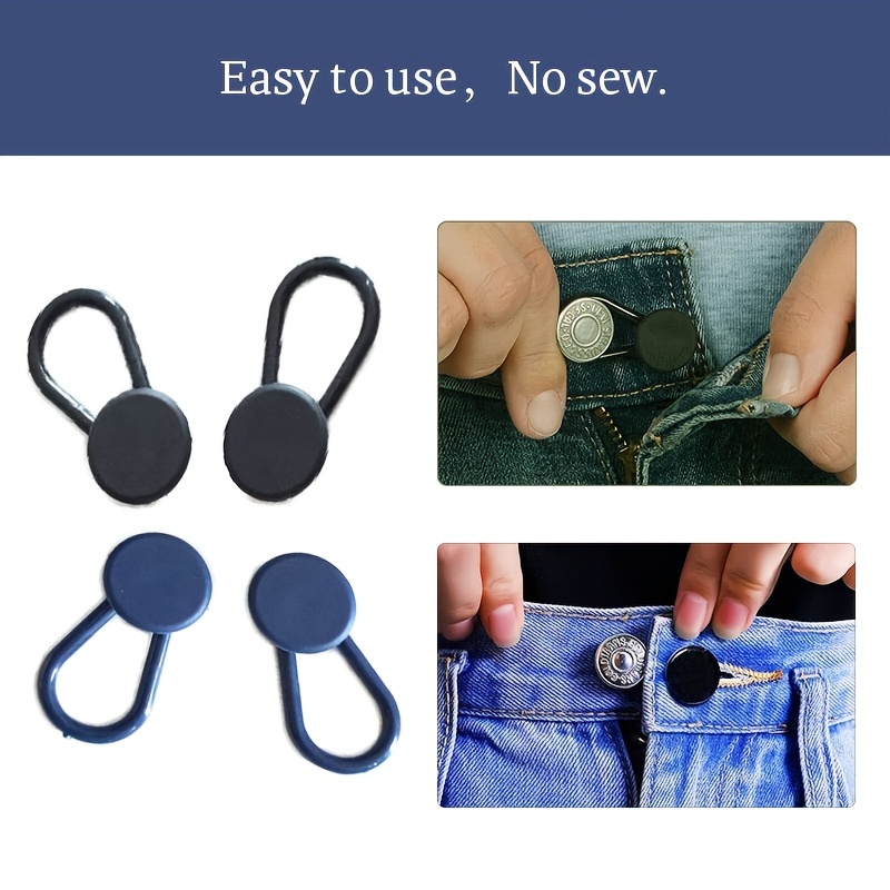 4pcs Black And Blue Strong Plastic Pants Button Extender For Jeans