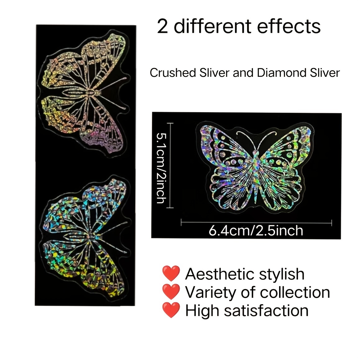200 Pieces Holographic Glitter Stickers for Resin Transparent Shiny  Butterfly Holographic Sticker Waterproof Decorative Decals for Water  Bottles