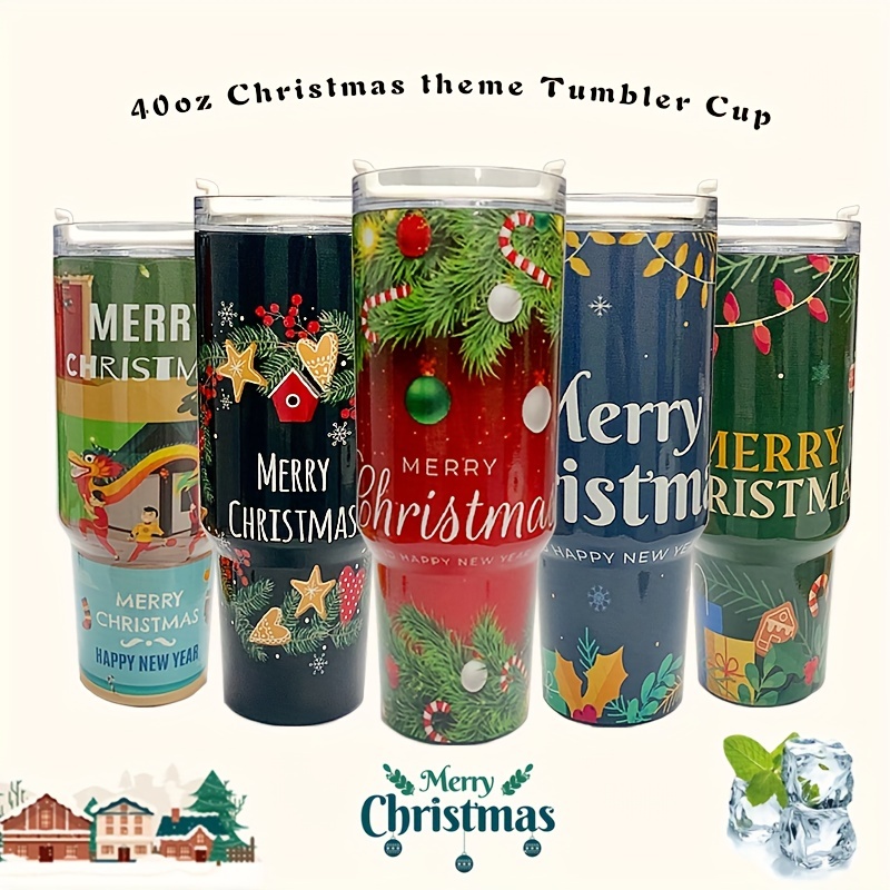 Thanksgiving Day Tumbler Cup With Handle And Straw Lid, Double Wall Vacuum  Sealed Stainless Steel Insulated Slim Tumblers, Travel Mug For Hot And Cold  Beverages, Thermal Travel Coffee Mug Holiday Christmas For