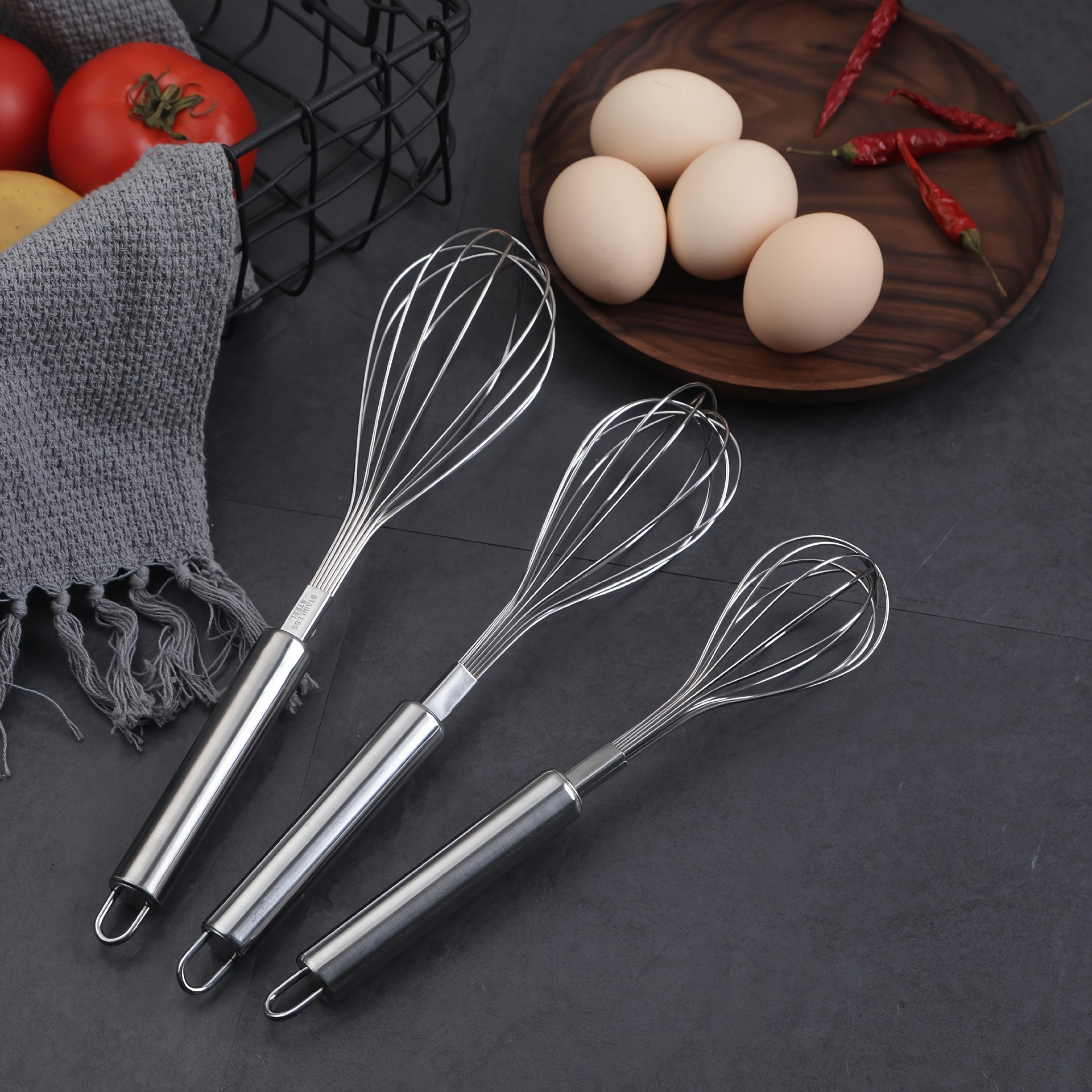 Stainless Steel Egg Beater Small Whisks Stainless Steel Spring Handle  Manual Egg Beaters Baking Tools Kitchen Utensils - Temu