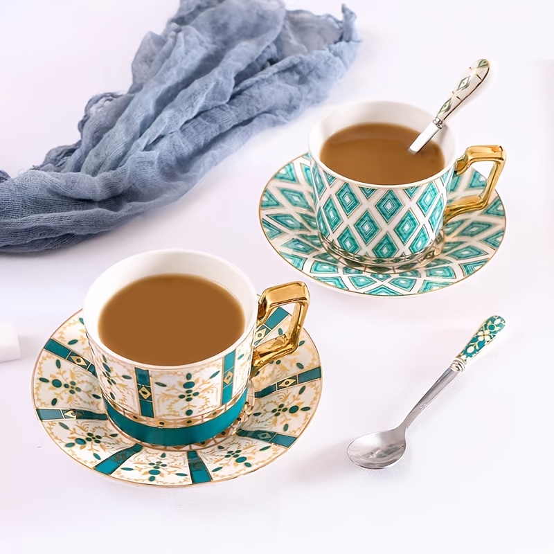 American Retro Coffee Cup And Saucer With Spoon European Style