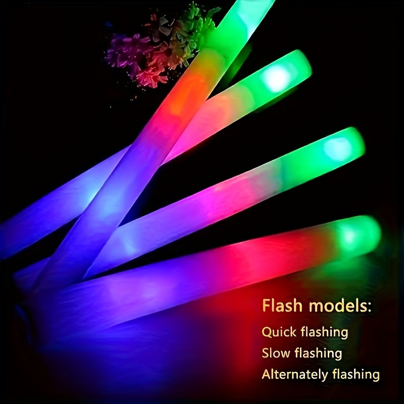 12 Pcs LED Light Up Foam Glow Sticks Bulk Colorful RGB Glow In The