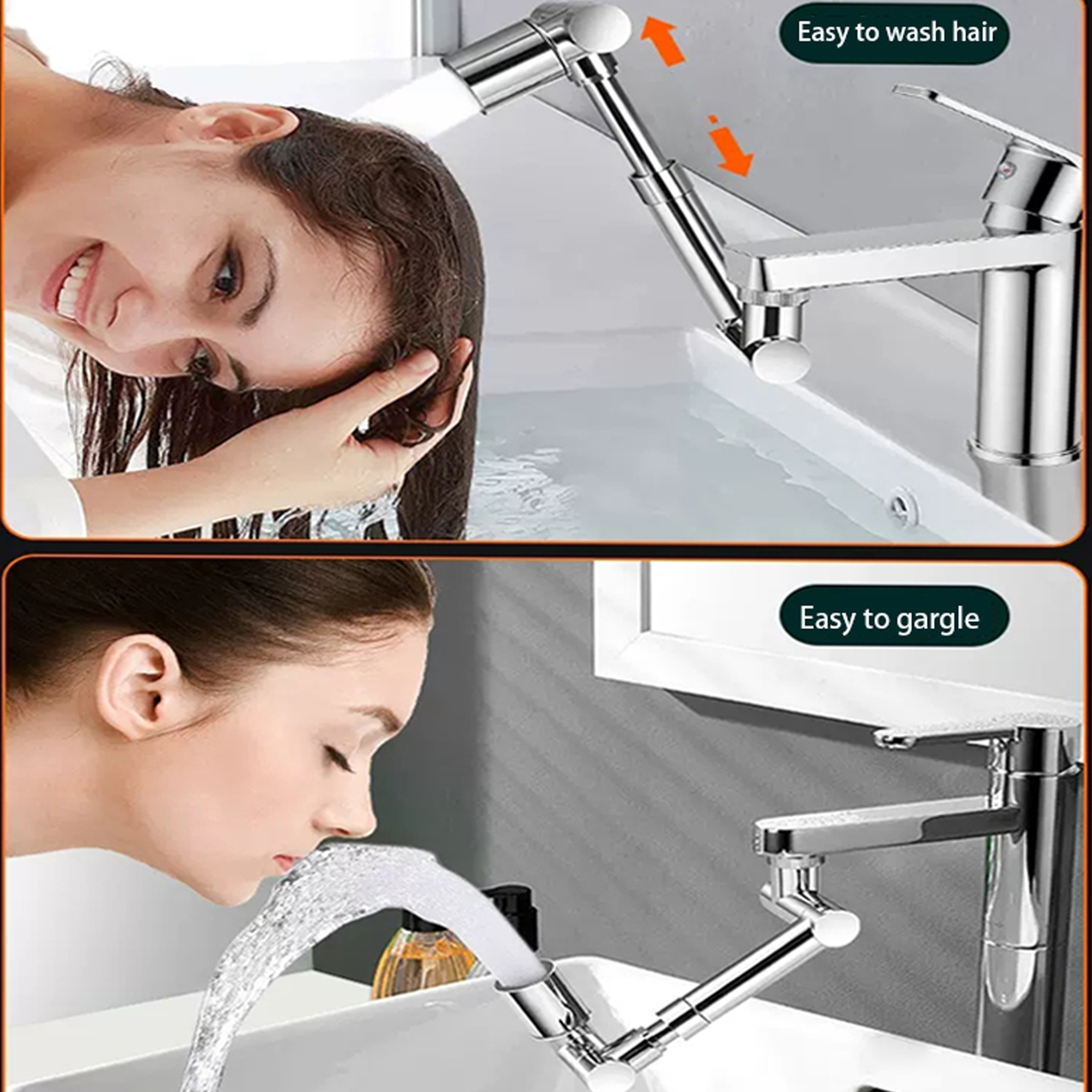 

360 Degree Rotatable Faucet Extension Tubes - Universal Splash Filter Faucet Aerator - Adjustable Water Tap Extension For Hair Washing, Dental Rinsing - Plastic And Copper Alloy Construction