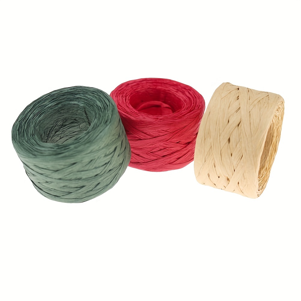 Red Green Kraftfeet Raffia Ribbon String Each Roll Packing - Temu