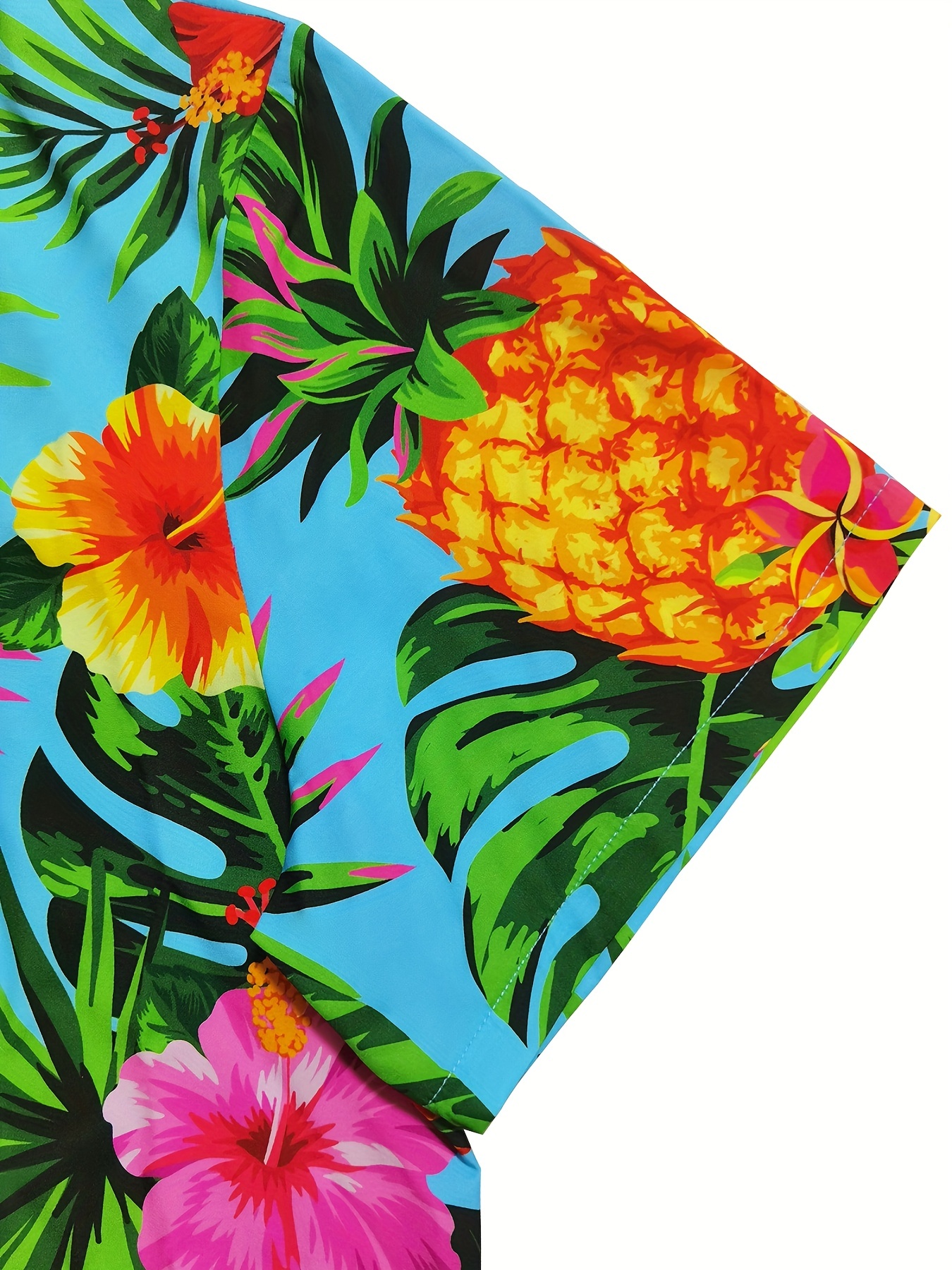 Flowers Fruits Green Palm Leaf Pineapple Summer Vacation Hawaiian Shirt For  Men And Women