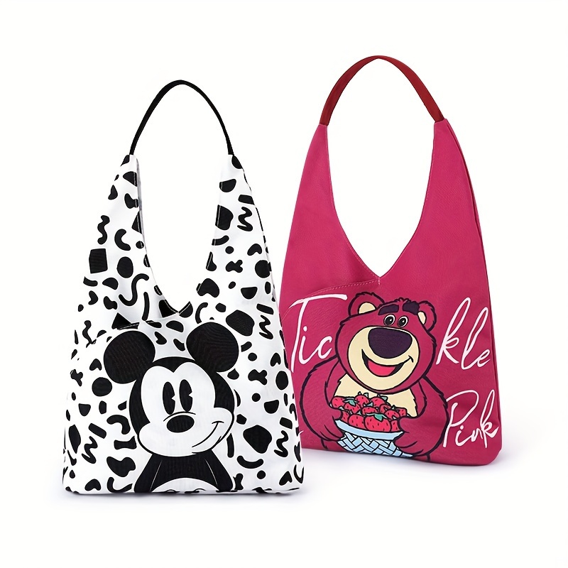 

Disney Nylon Shoulder Bag, Cartoon Anime Underarm Bag, Mickey Lotso Tote Bag For Going Out