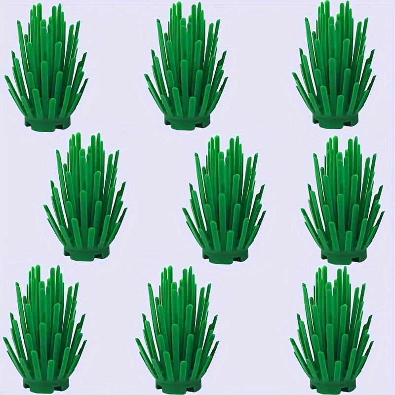 Image of 9pcs/set Building Grass Shrub Plant | 2x2x4 Ranch Fence Scene Play Christmas Gift Scenes Dressing Toys Birthday Gift, Mixed Color Abs Material