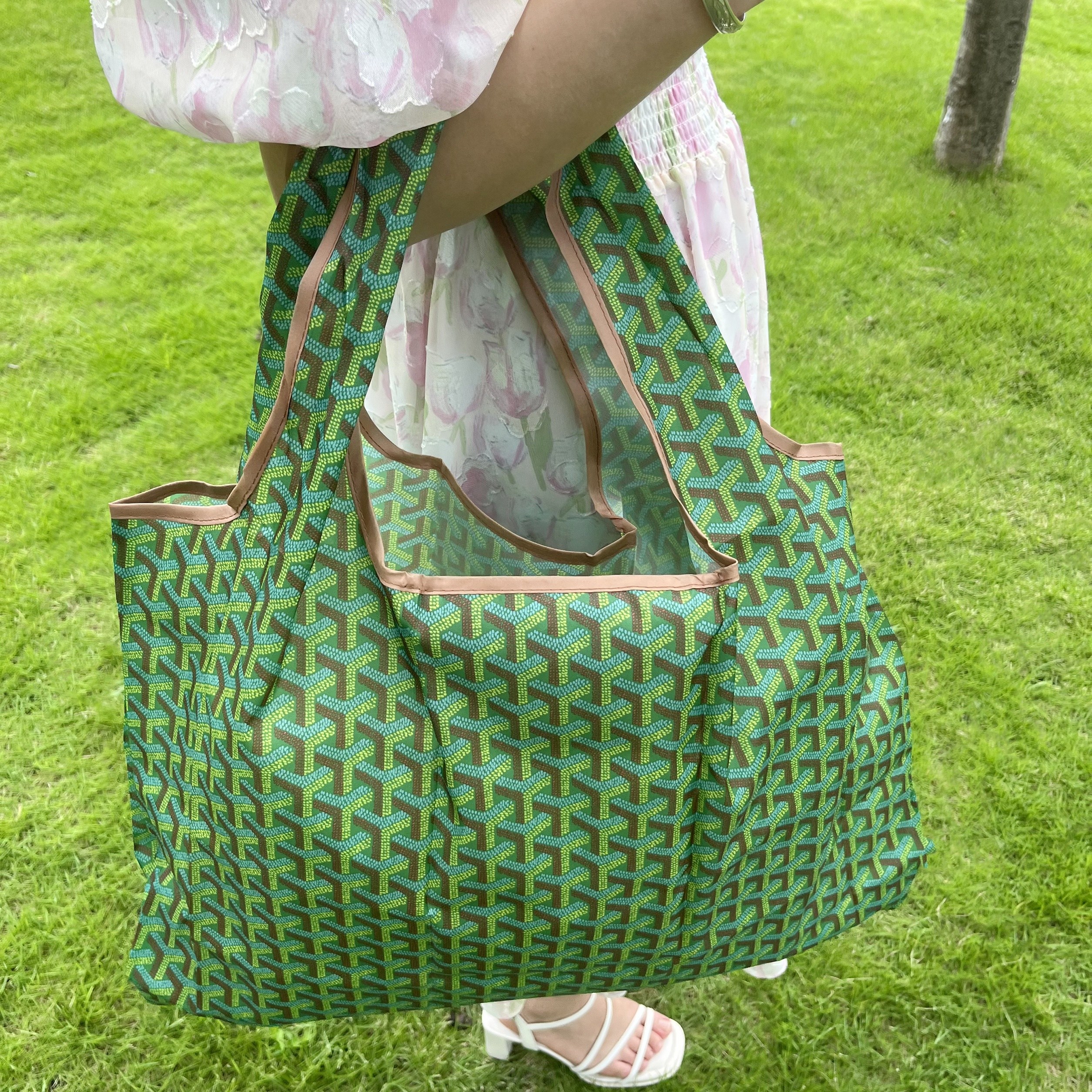 2pcs Large Capacity Plant Printed Folding Bag Eco friendly Shopping Bag