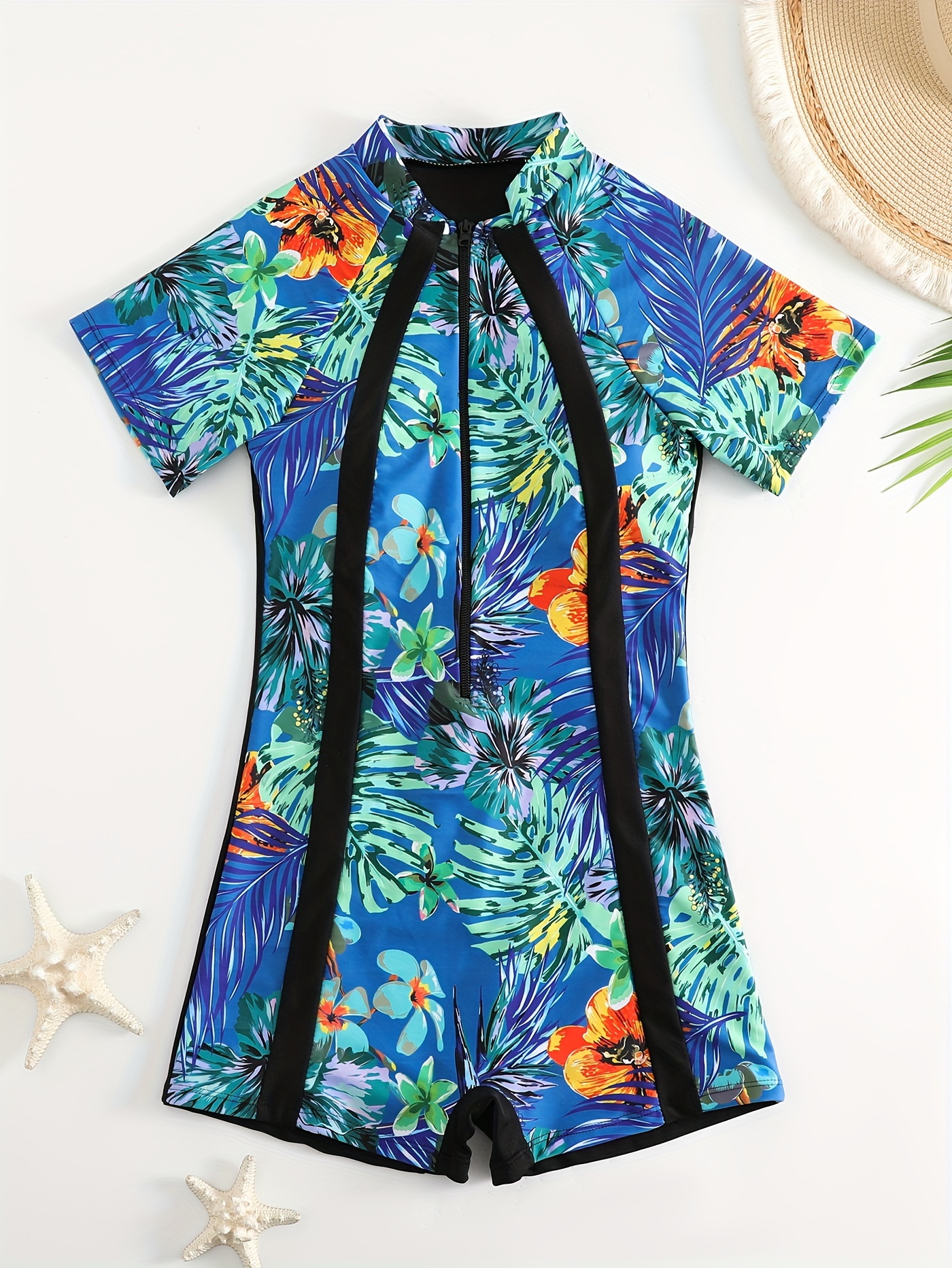 Blue Hawaii Short Sleeve Swimsuit