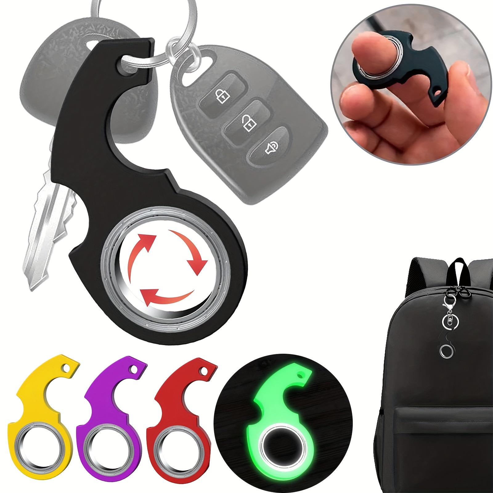 RED Fidget Keychain Spinner  Key Chain, Key Ring, Key Holder