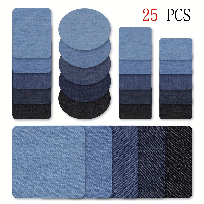 5/25Pcs Iron on Patches For Clothes Jeans Repair Inside & Outside Durable  100% Cotton Fabric Assorted Shades Repair Decorating