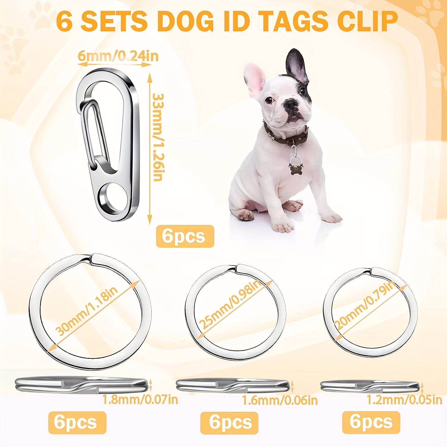 Dog Tag Clips Pet Id Tag Buckle Snap Hooks And Key Rings For - Temu