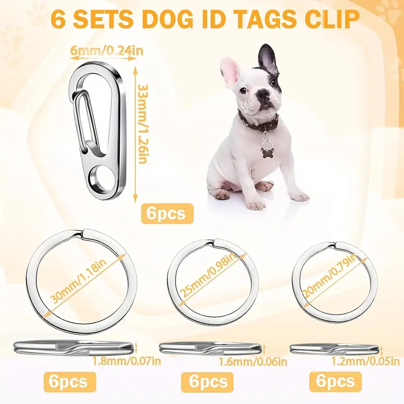Dog Tag Clip Key Ring Clips With Replaceable Dog Id Tag - Temu