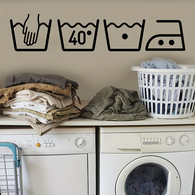 Calcomanías de vinilo para lavar y secar en lavadoras, combo de lavadora y  secadora con diseños creativos de anillos de hojas verdes para cuarto de