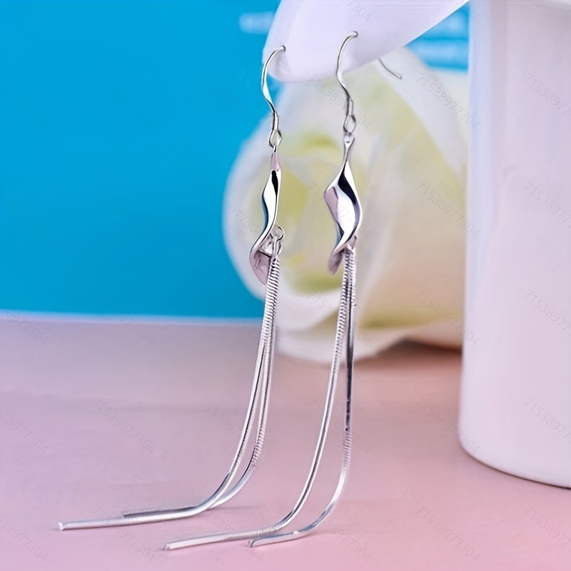 

1pair Fashion Twisted Piece Tactful Long Tassel Men's Earrings Gifts For Women