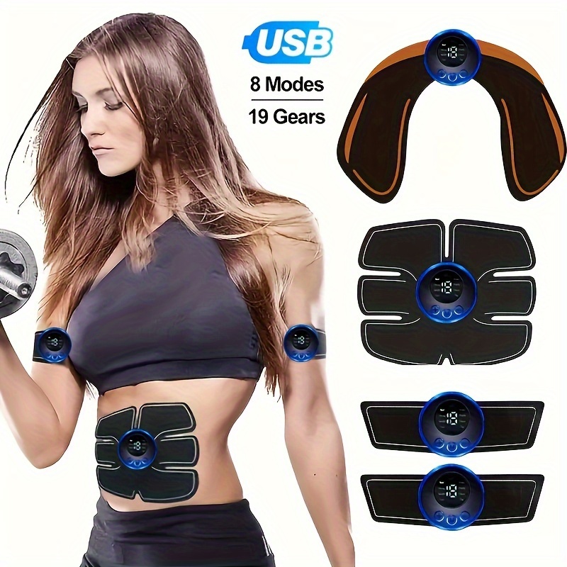 Ab Belt Abdominal Muscle Toner - Abs Stimulator USB Rechargeable Abs  Stimulating Belt Muscle Toning Belt For Men Women Training Device For Muscles  Abdominal Workout Massager - Black