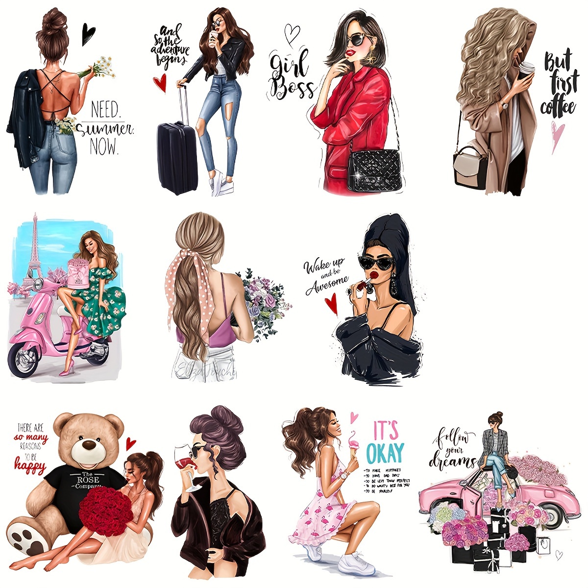 Large Fashion Women Mama Mom Mother Iron Stickers Heat - Temu