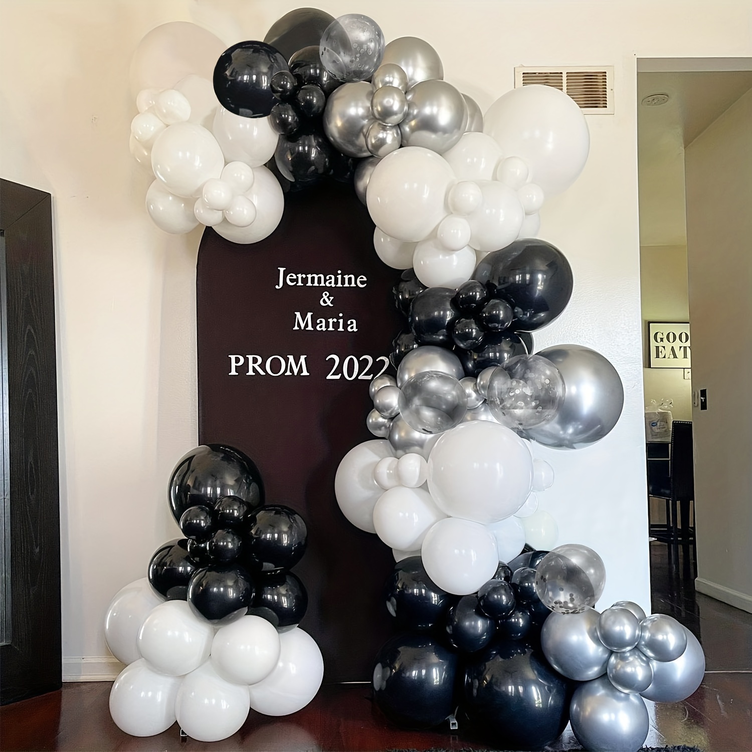 187pcs Matte Black White Chrome Silver Confetti Balloon Garland Arch Birthday  Party Decoration Wedding Anniversary Baby Shower Decor 