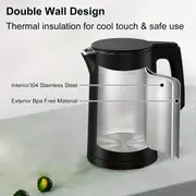 1 7 l double wall food grade stainless steel interior water boiler coffee pot tea kettle auto shut off and boil dry protection 1200w details 6