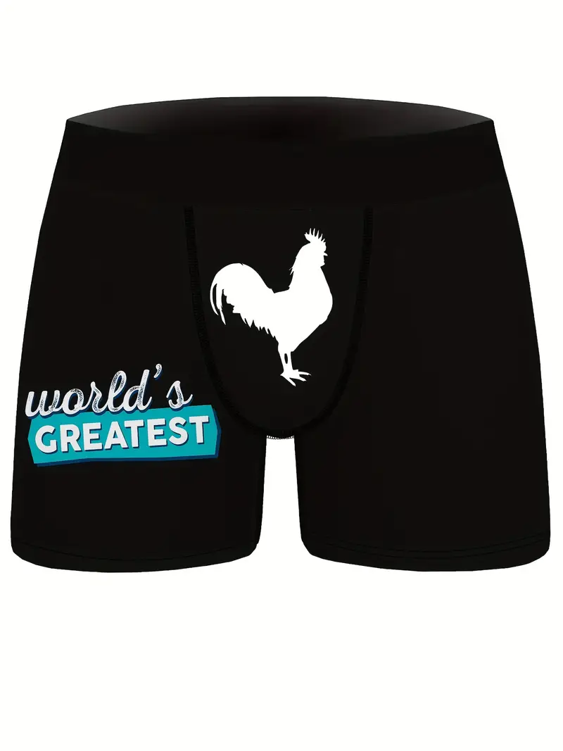 Rooster Print Men's Graphic Long Boxer Briefs Shorts - Temu Canada