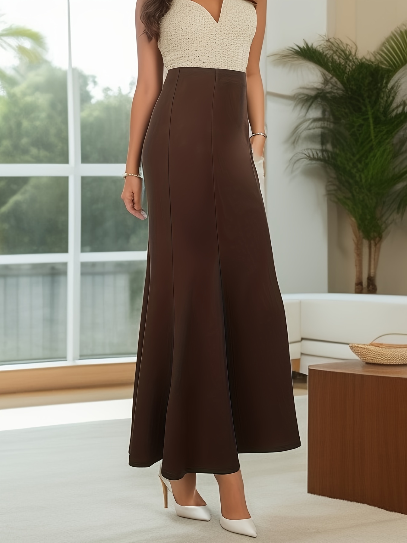 Solid Bodycon Mermaid Skirt Elegant High Waist Maxi Skirt - Temu