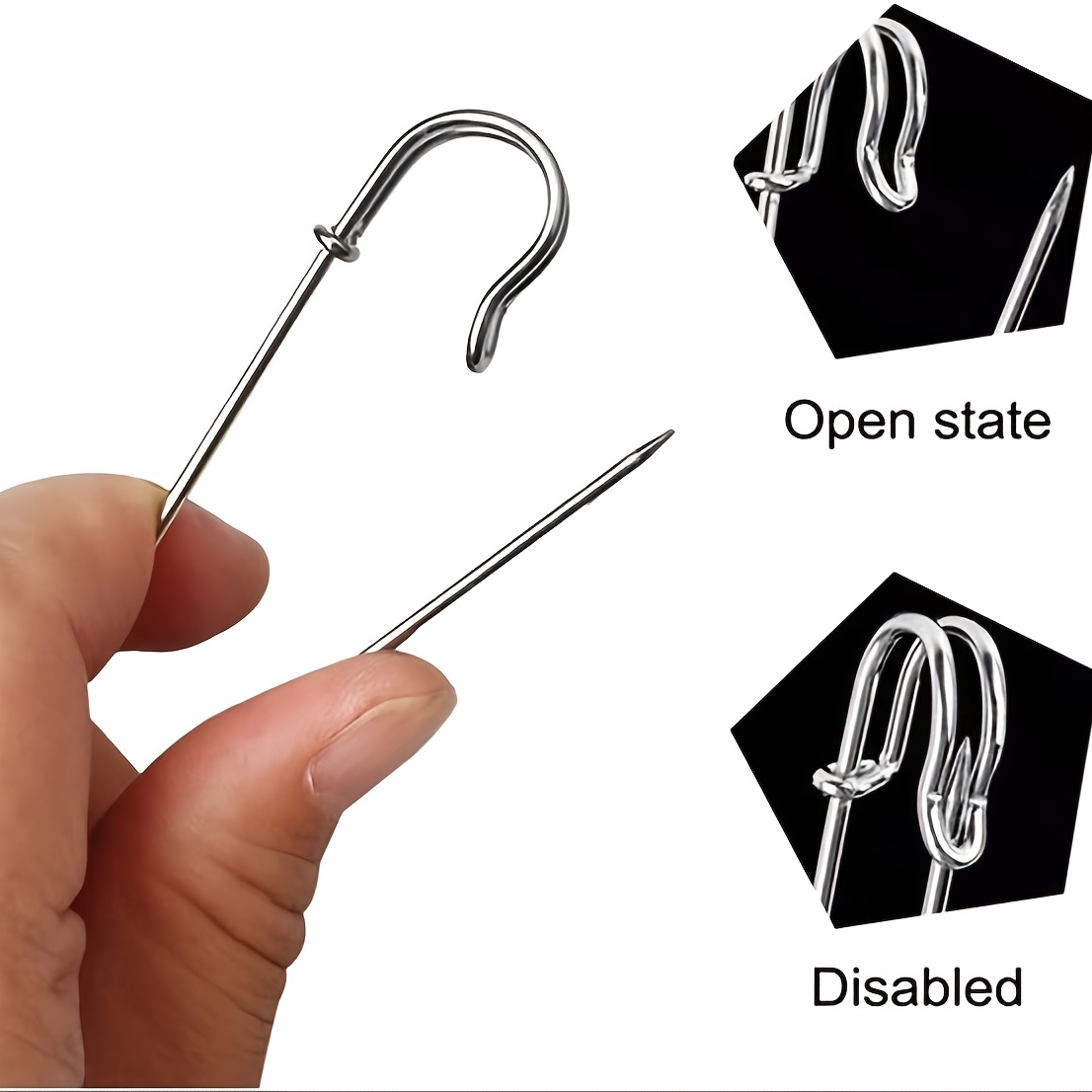 30PCS Large Safety Pins, 4 and 3 Heavy Duty Safety Pins Assorted, Big  Safety Pins for Clothes, Stainless Steel Spring Lock Pins Blanket Pins for