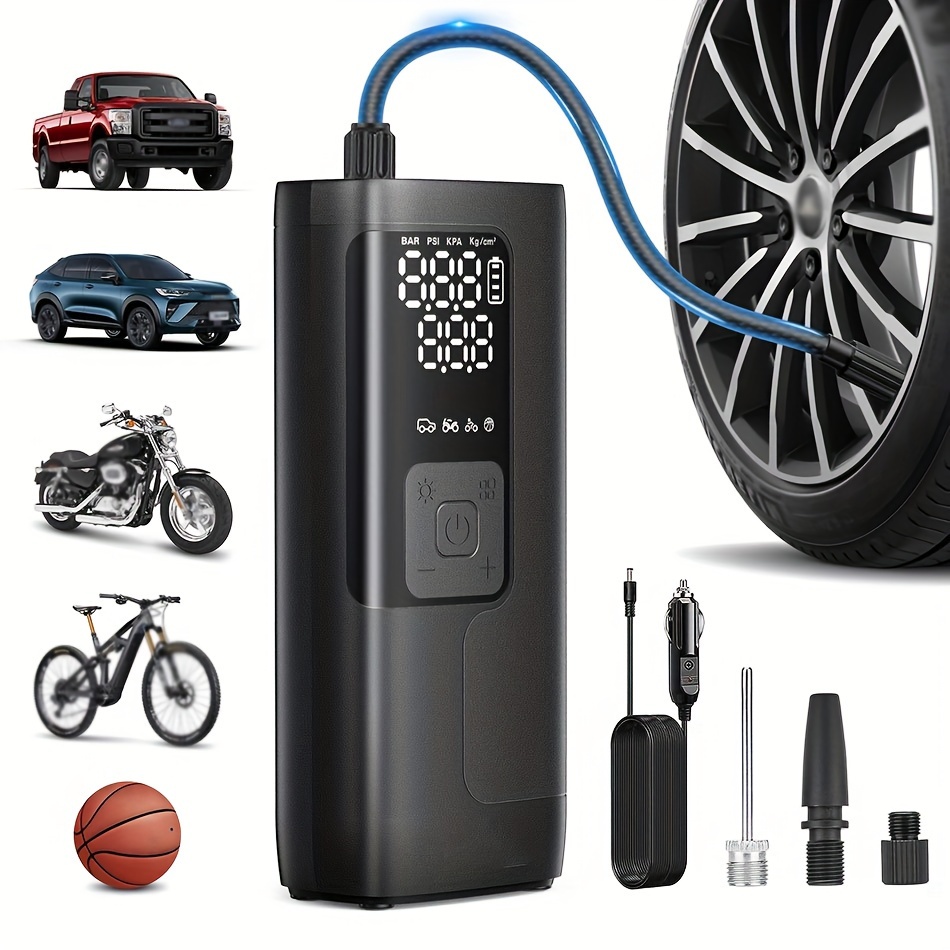Generic gonfleur de pneu sans fil rechargeable 150PSI avec batterie  7500mAh, pompe à pneu électrique portable avec écran LCD numérique, lumière  LED à prix pas cher