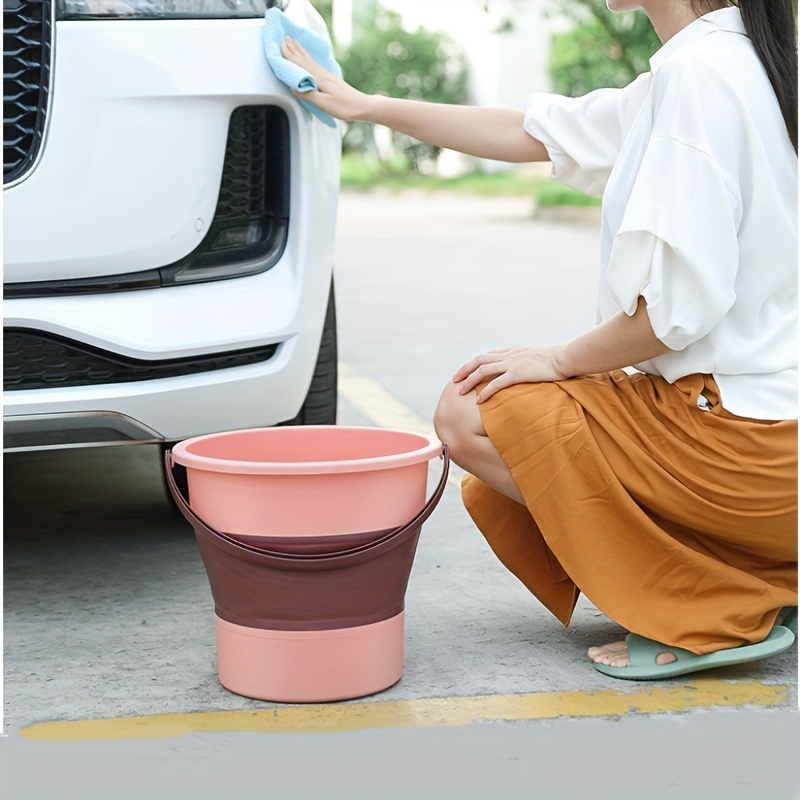 1 Set Car Washing Kit, 1pc Collapsible Outdoor Bucket Portable Folding Car  Care Bucket+1pc Car Washing Mop