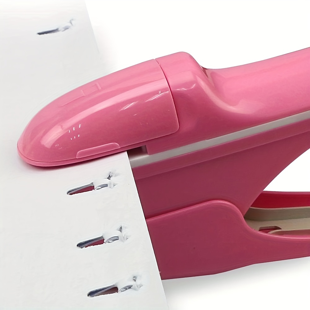  Grapadora sin grapas, sin grapas, sin grapas, de papel para  estudiante (color: rosa) : Productos de Oficina
