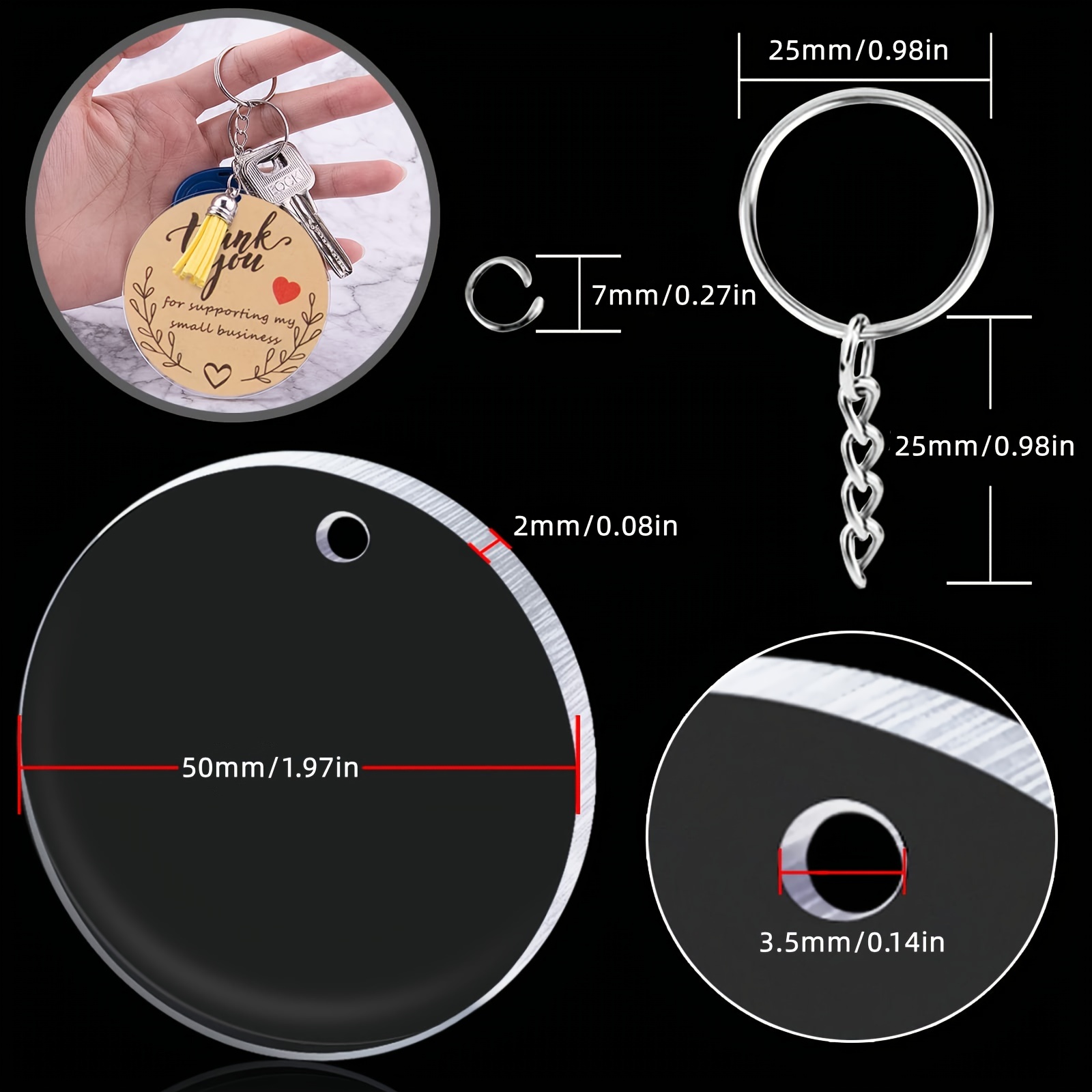 Acrylic Circle Keychain Blanks Clear Kit 120pcs For Vinyl Project,  Including Acrylic Disc Blanks