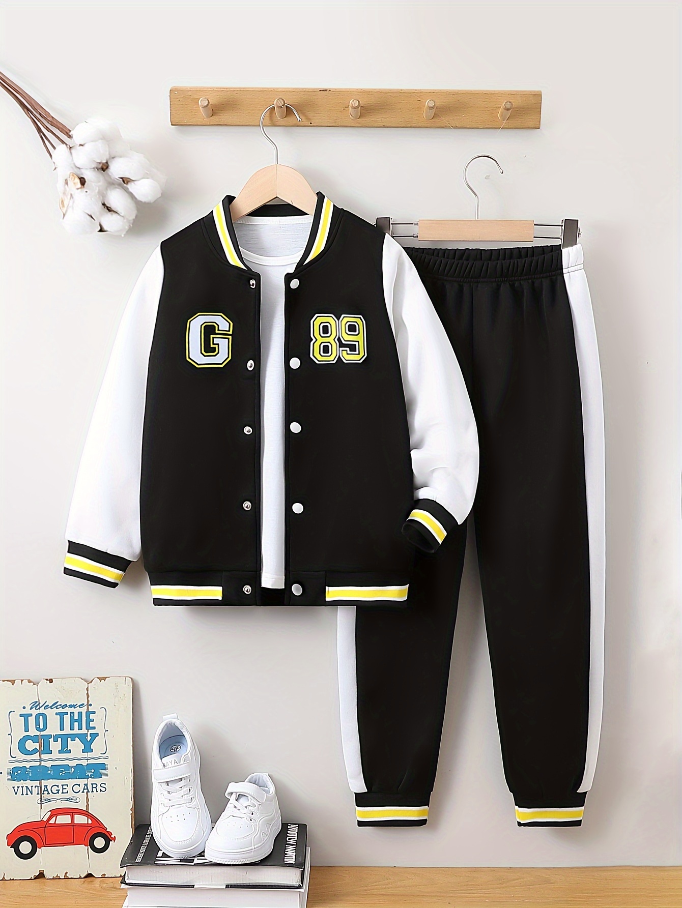 Boy's g Print Varsity Jacket Outfit Preppy Style Jacket - Temu Canada