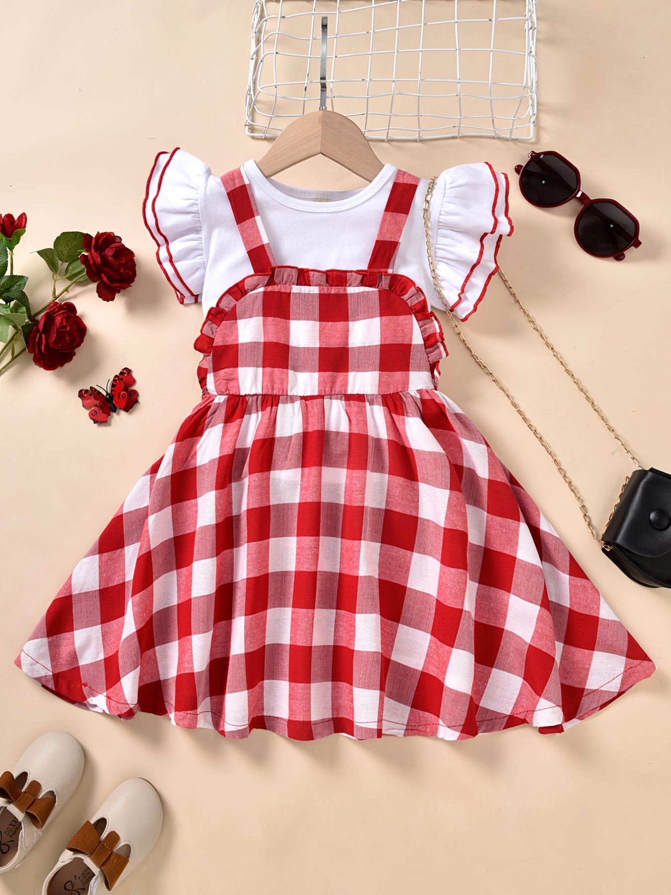 plaid suspender dress