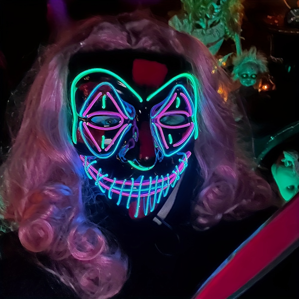 Masque clown Halloween lumineux - Déguisement Mania