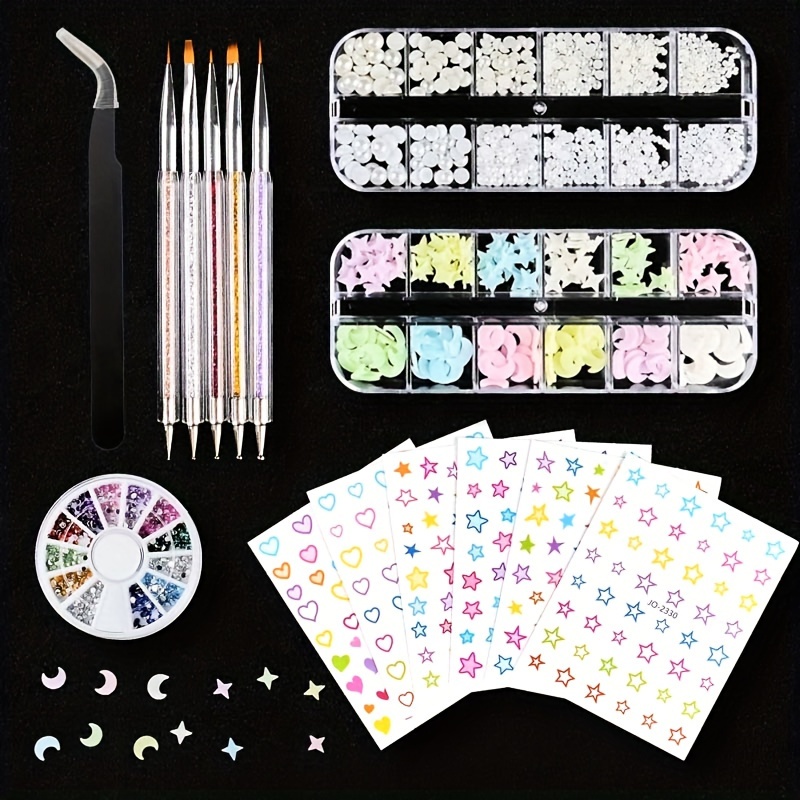 Nail Art Decoration Kit Star Heart Design Nail Art Stickers - Temu Norway