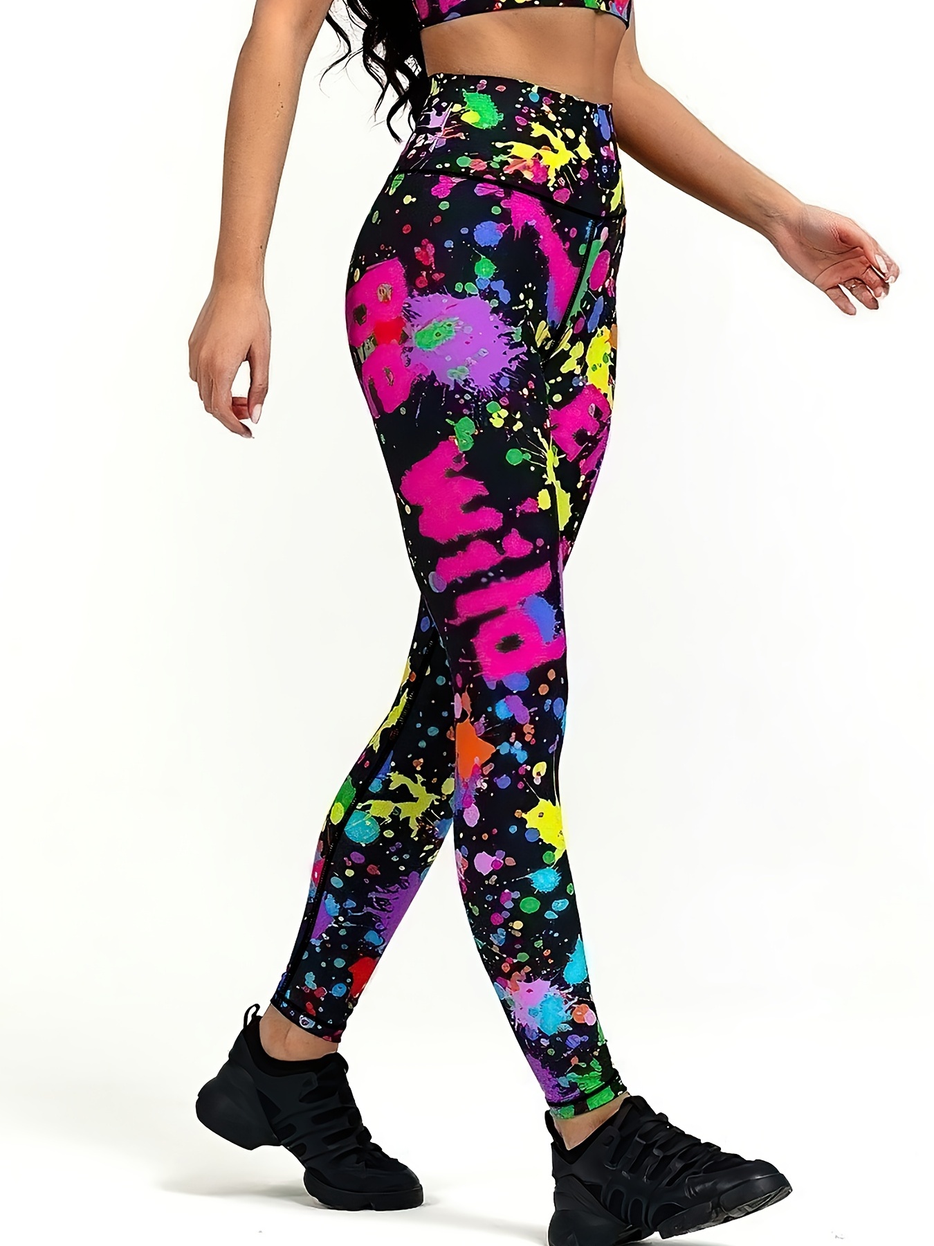 Women's Color Block High Waist Yoga Workout Running Butt Lift Tights Pants,  Fashion Printed Tummy Control Slimming Booty Leggings, Women's Activewear, Check Out Today's Deals Now