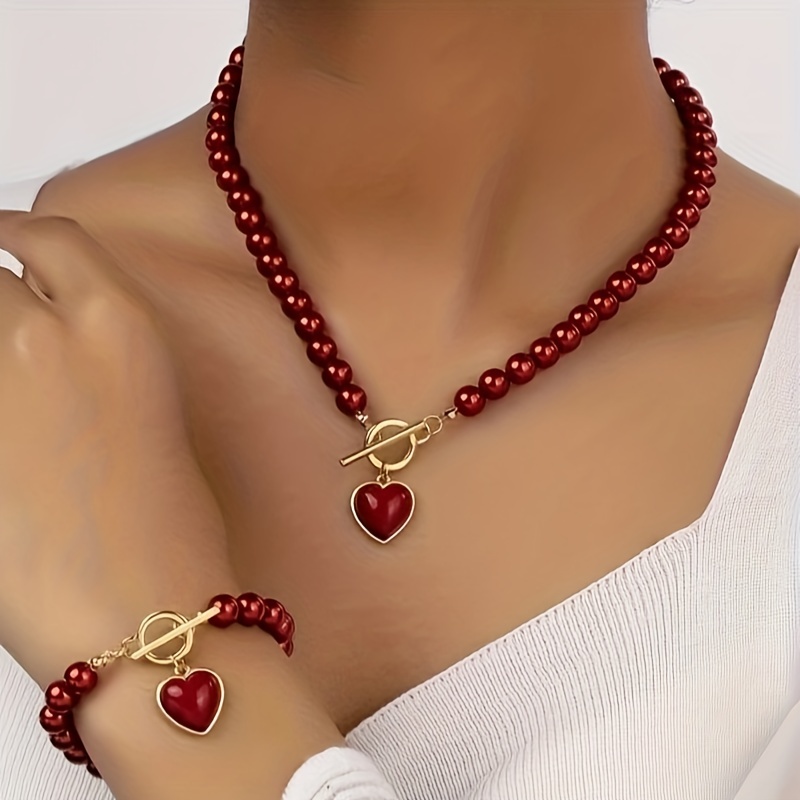 Red deals pearl set