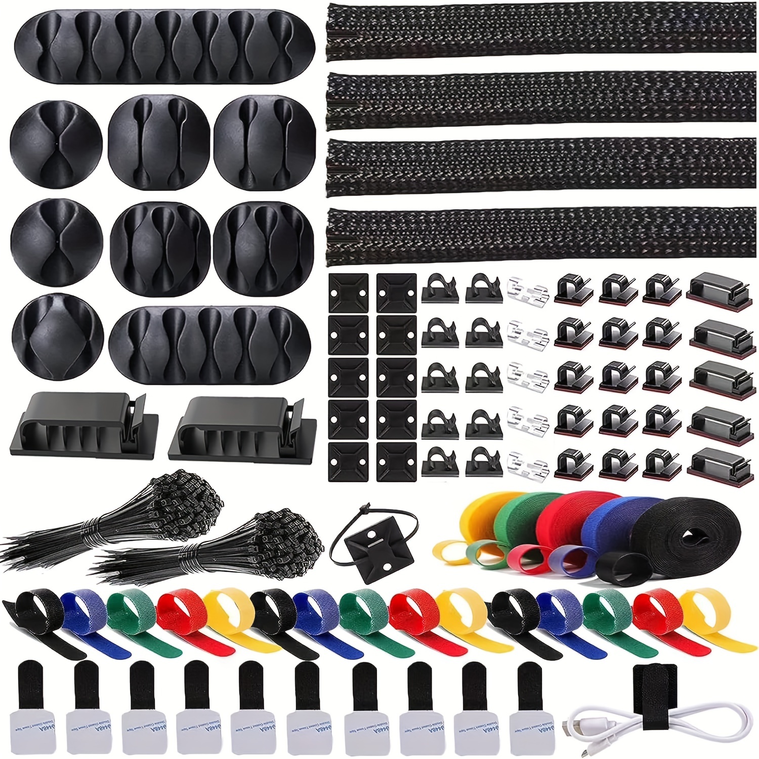 Cable Management Kit 4 Cable Sleeve 35 Cable Clips With - Temu