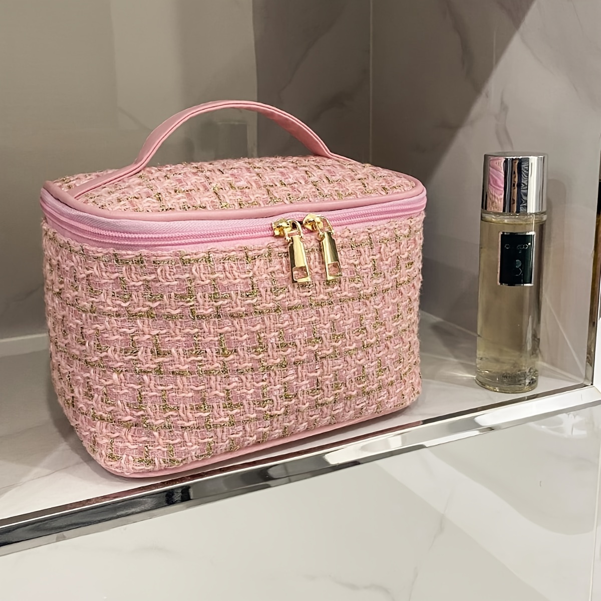 1 Borsa Piccola Rosa Trucchi Iniziali Pochette Cosmetici - Temu Italy