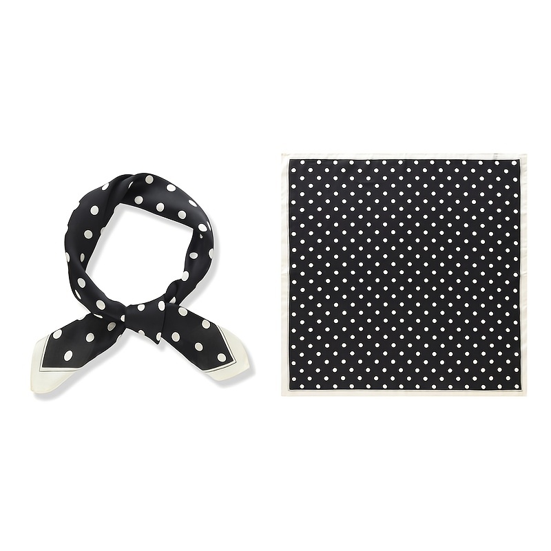 70cm Polka Dot Satin Square Scarf Solid Silk Bandana Head Wrap