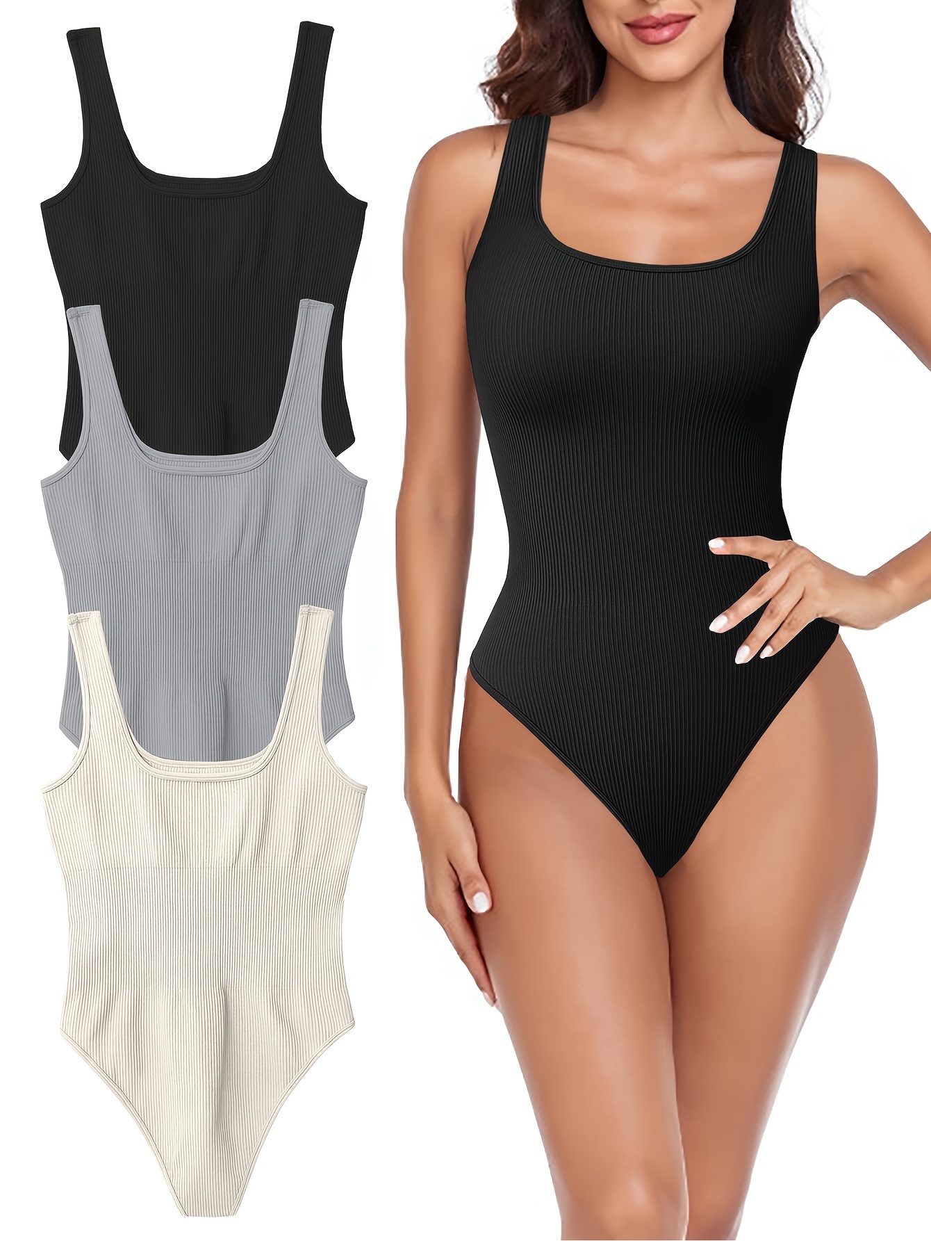 OQQ Bodysuits for Women 2 Piece Sexy Ribbed Long Sleeve Tummy Control Tops  Bodysuits : : Clothing, Shoes & Accessories