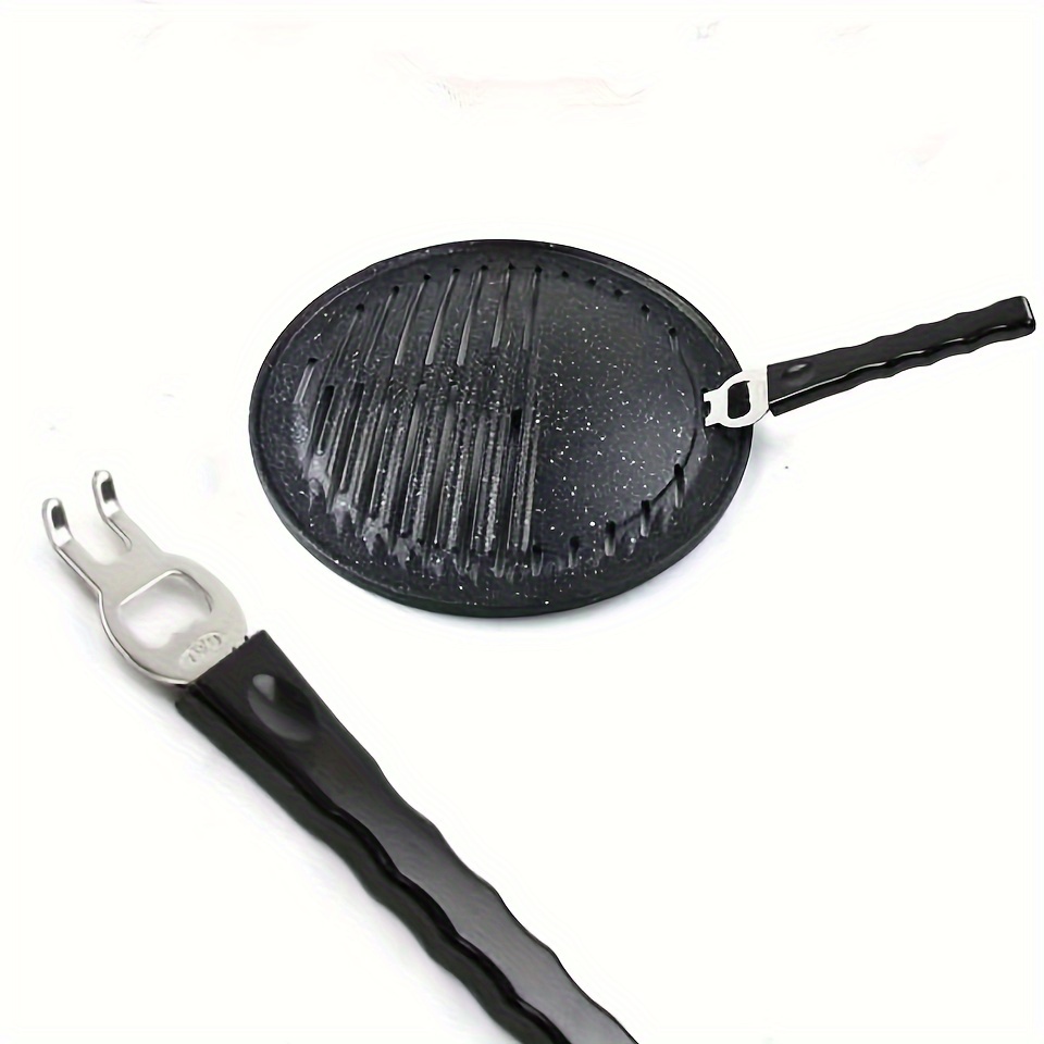 1PC New Round Iron Korean BBQ Grill Plates Barbecues Non-stick Cooking Pan  Holder Set