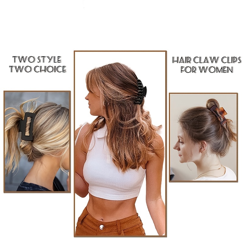 6pcs Large Hair Claw Clips Thick Thin Hair Matte Square Hair Claws Clips