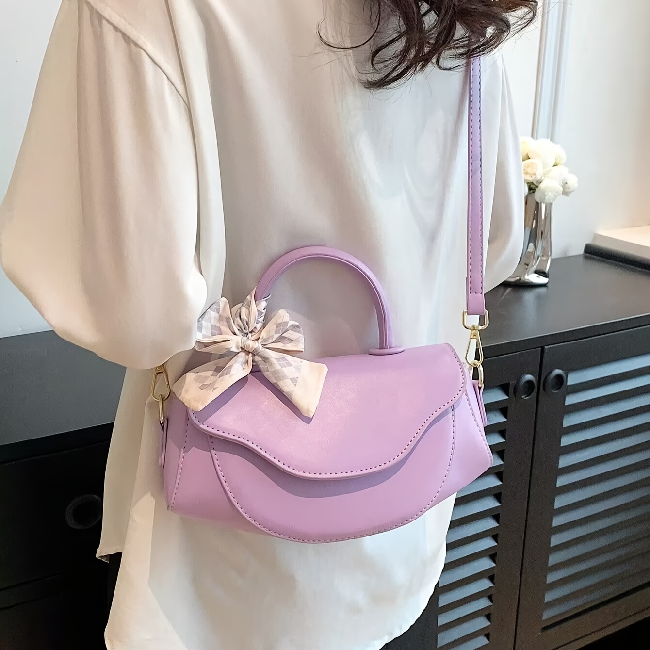 Fashion Crossbody Bag, Cute Pu Shoulder Bag, Women's Sweet Purple Handbag &  Purse - Temu