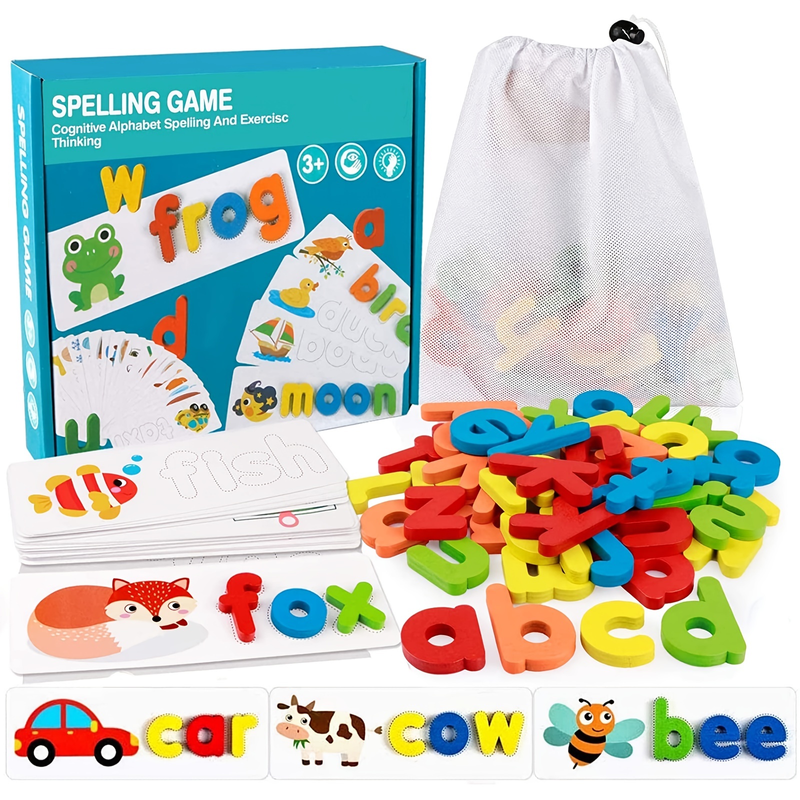 Ver y deletrear juguetes de aprendizaje, juguetes educativos para niños de  3 a 8 años, palabras de juego de letras a juego para niños, juguetes de apr