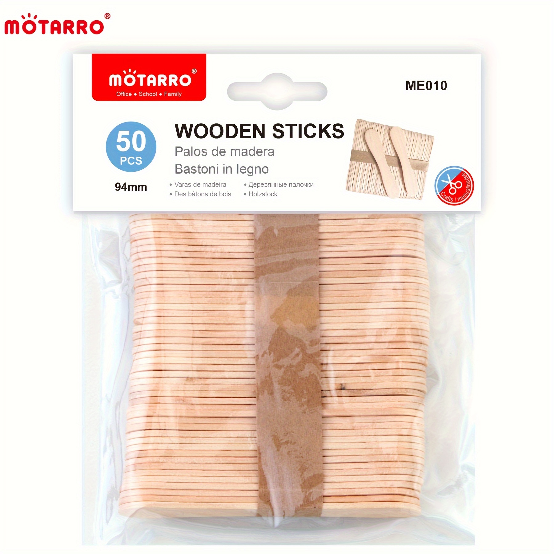 Paquete de 2 (100 unidades) de palitos de madera para manualidades, ideal  para helados, artesanos y estudiantes (madera)